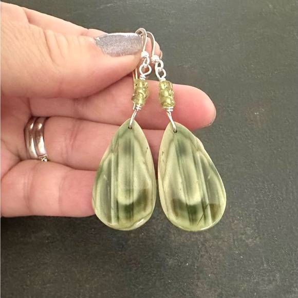 NEW Green Stone Earrings, Imperial Jasper, Peridot, Sterling, Prairie Ice - Picture 5 of 10